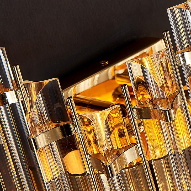 Carbon Steel Gold Wall Lamp in Modern Luxury Style Crystal Geometric Wall Light for Interior Spaces