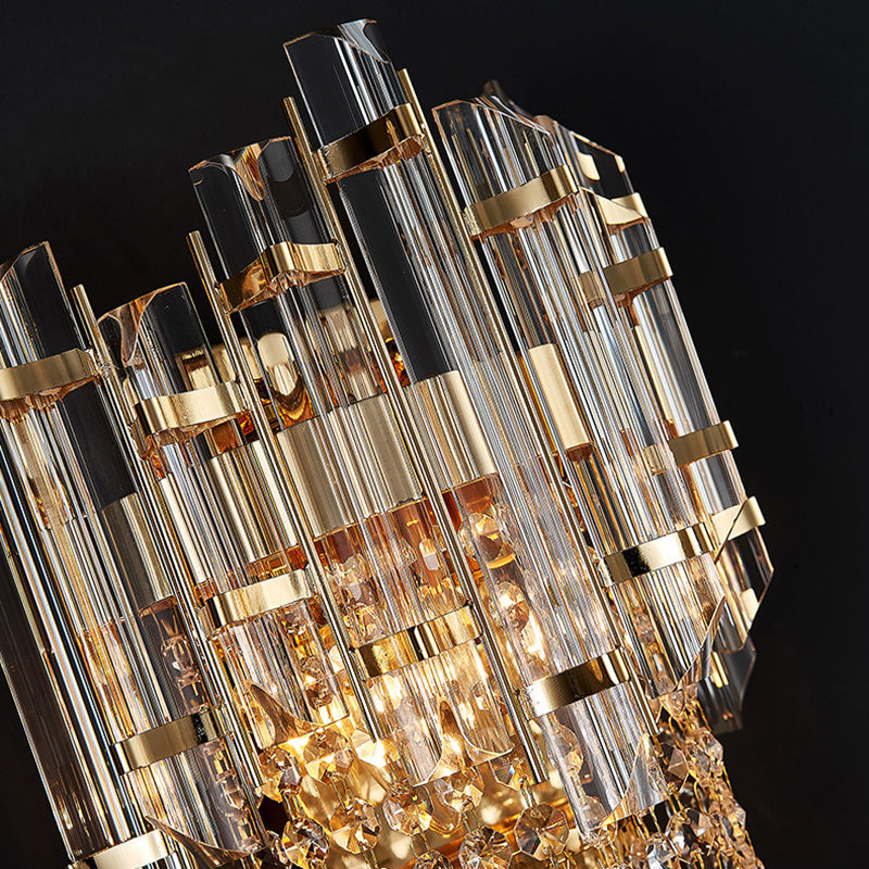 Carbon Steel Gold Wall Lamp in Modern Luxury Style Crystal Geometric Wall Light for Interior Spaces