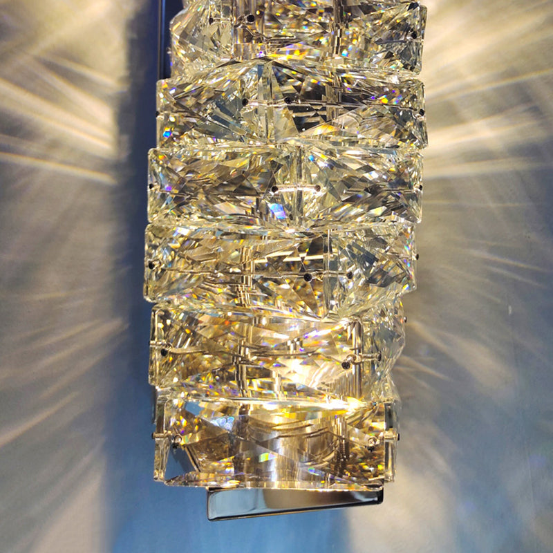 Lámpara de pared de acero inoxidable de pared LED rectangular moderna de lujo con sombra de cristal