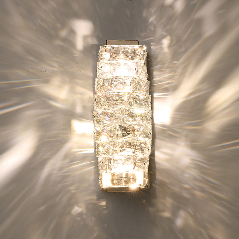 Lámpara de pared de acero inoxidable de pared LED rectangular moderna de lujo con sombra de cristal