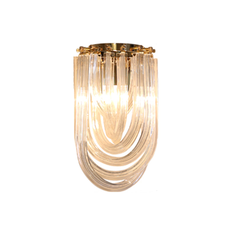 Carbon Steel Gold Wall Lamp in Modern Luxury Style Crystal Linear Wall Light for Interior Spaces