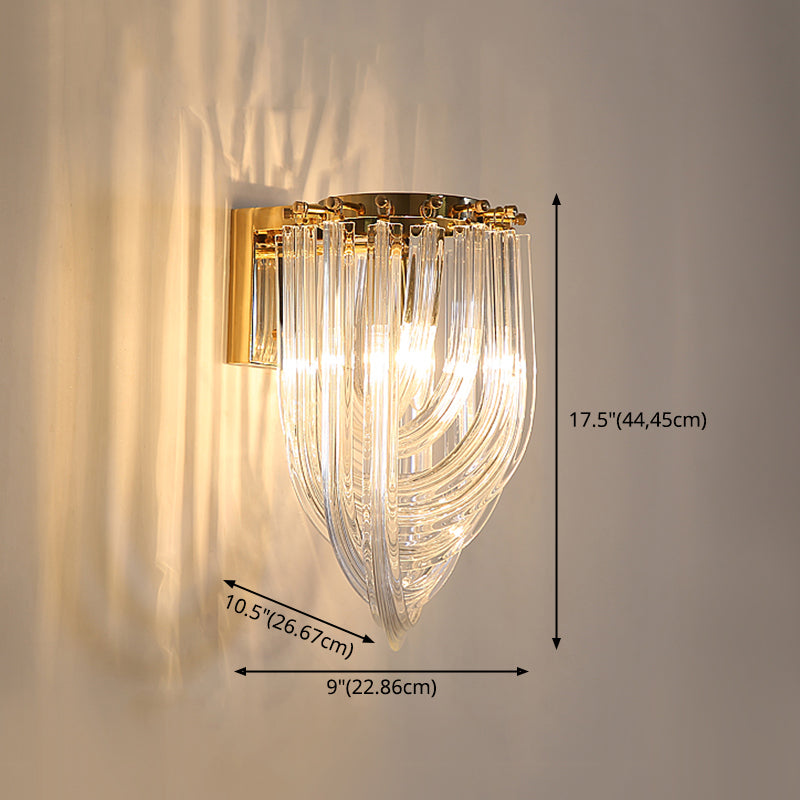 Carbon Steel Gold Wall Lamp in Modern Luxury Style Crystal Linear Wall Light for Interior Spaces