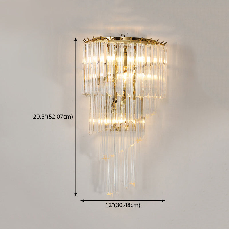 Goldene Staggerwandlampe im modernen künstlerischen Stil Elektroplat Eisenwandlicht mit Kristallschatten