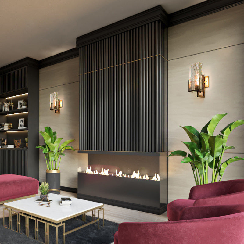 Crystal Brass Wall Lamp in Modern Luxury Style Electroplate Iron Wall Sconce for Interior Spaces