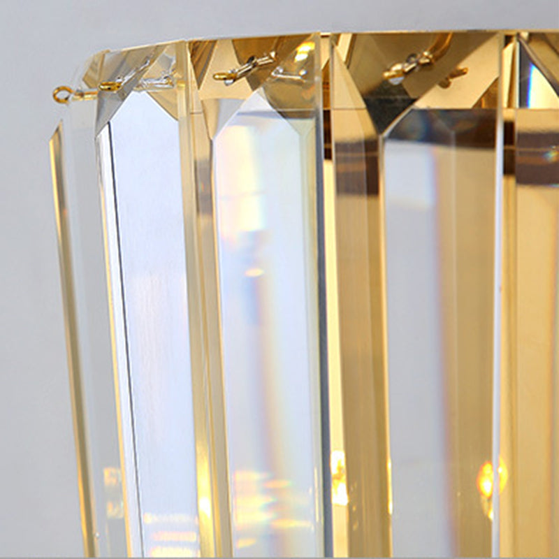 Applexion murale en or cristal dans la lampe murale à cône en acier inoxydable de style de luxe moderne pour chambre à coucher