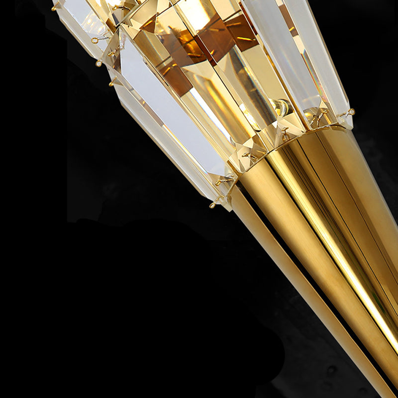 Applexion murale en or cristal dans la lampe murale à cône en acier inoxydable de style de luxe moderne pour chambre à coucher