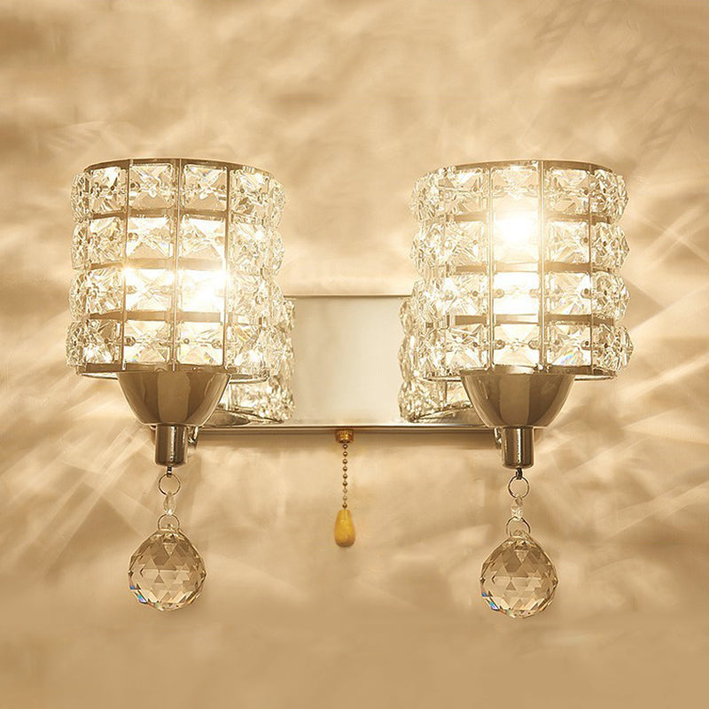 Lampada da parete interna di lusso moderno in metallo in metallo lampada parete con tonalità cristallina