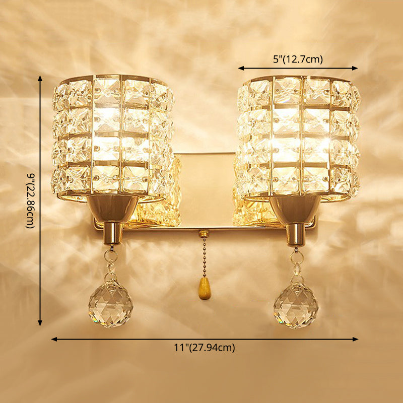 Lampada da parete interna di lusso moderno in metallo in metallo lampada parete con tonalità cristallina