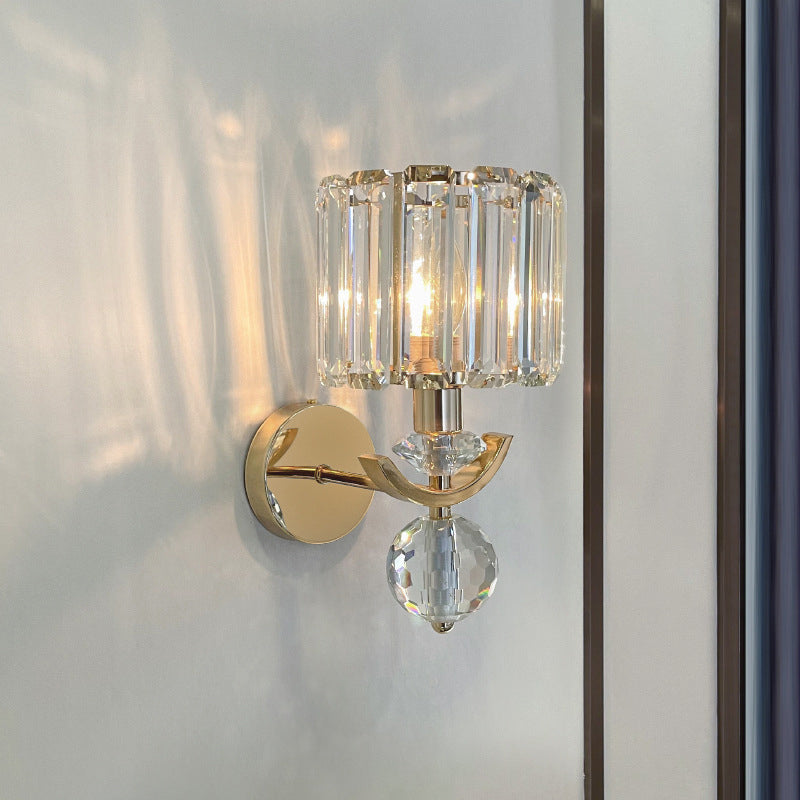 Crystal Gold Wall Lamp in Modern Luxury Style Electroplate Metal Wall Light for Interior Spaces