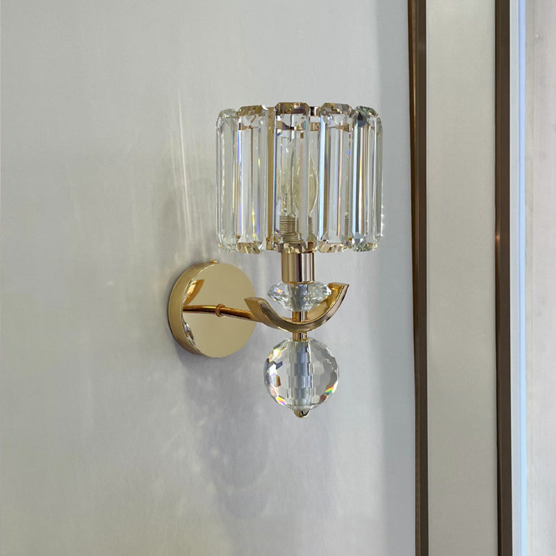 Crystal Gold Wall Lamp in Modern Luxury Style Electroplate Metal Wall Light for Interior Spaces