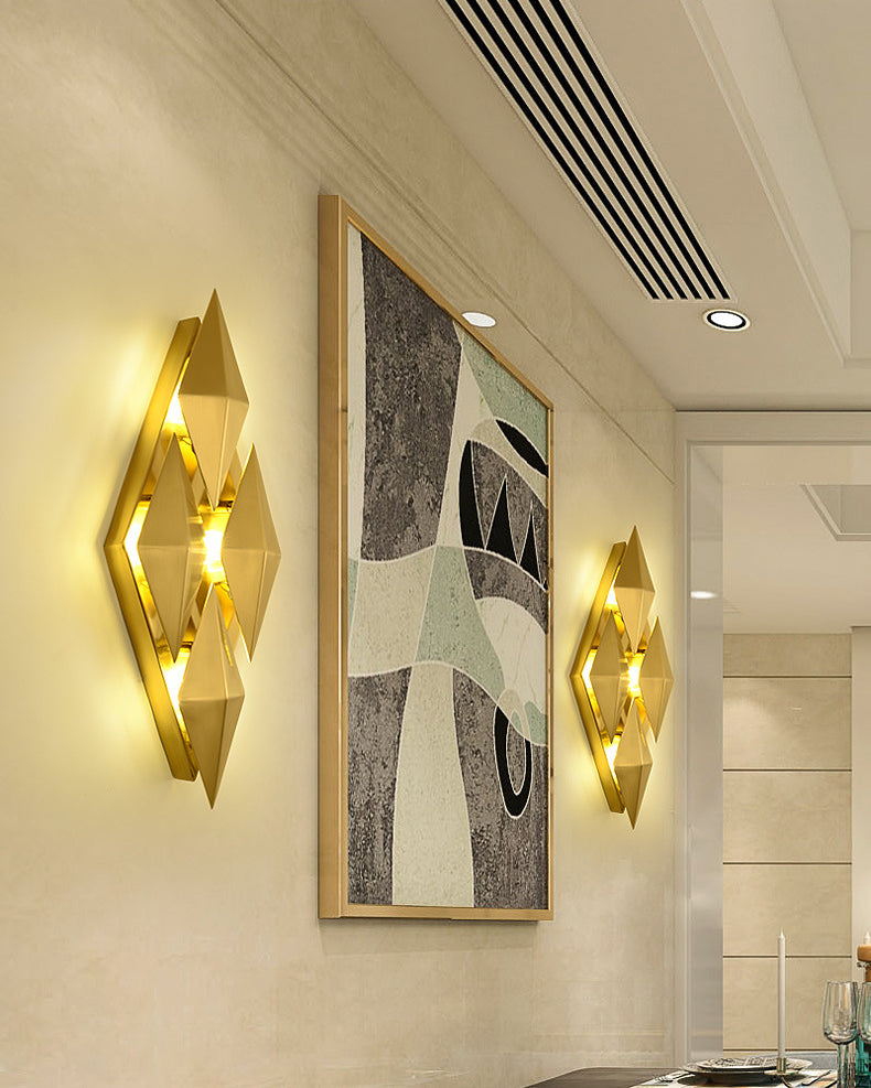 Gold Rhombische Wandleuchten in moderner Luxusstil -Elektroplatte Metallwandlampe