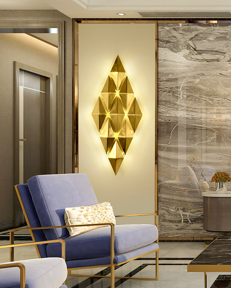 Pronzo della parete rombica d'oro nella moderna lampada da parete in metallo elettroplato in stile lusso