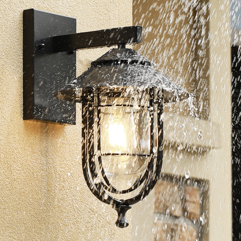 Geometrische klare Glas Wandleuchte Schatten Industrielles 1-Licht-Wandmontage Licht für den Außenbereich