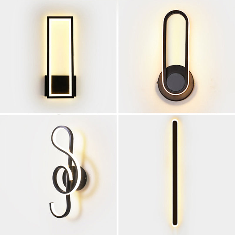 1-licht lineaire schaduwmuur SCONCE Moderne eenvoudige stijl wandverlichting in zwart