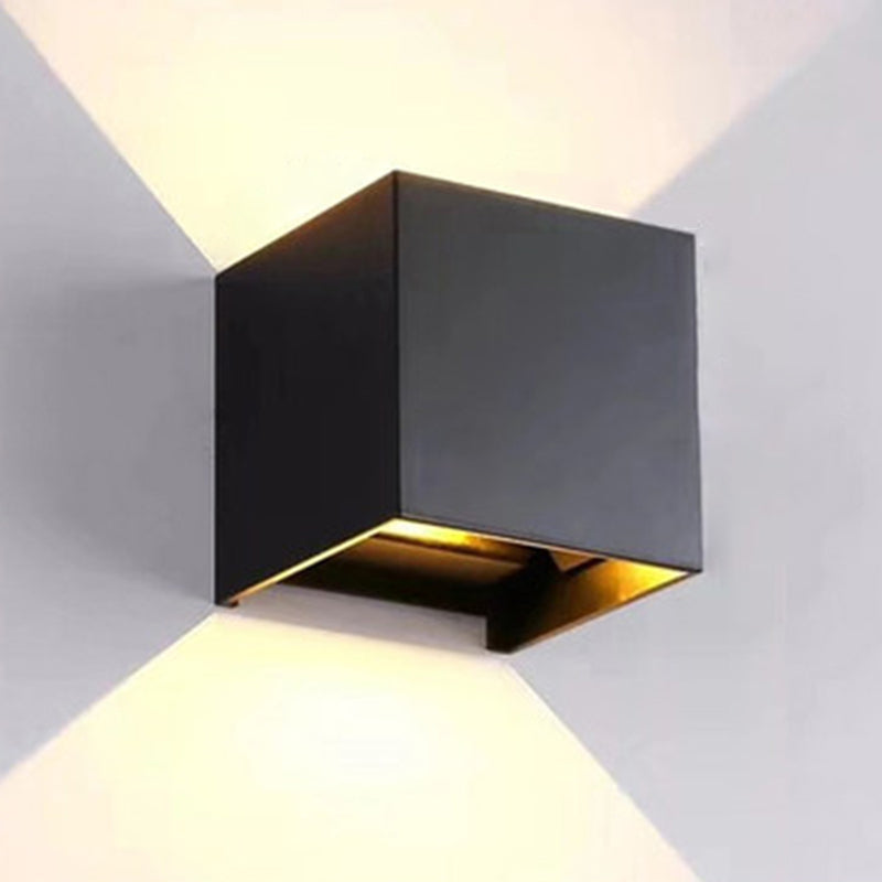 Black Geometric Wall Sconce Fixture Light Modern Style 2-Lights Aluminum Sconce Lamp for Outdoor
