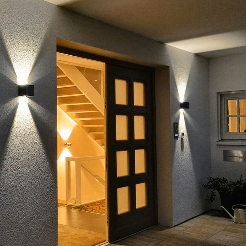 Black Geometric Wall Sconce Fixture Light Modern Style 2-Lights Aluminum Sconce Lamp for Outdoor