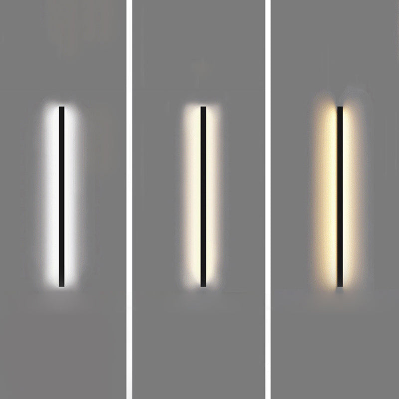 1-Light Linear Wall Sconce Modern Simple Style Metal Wall Lighting in Black
