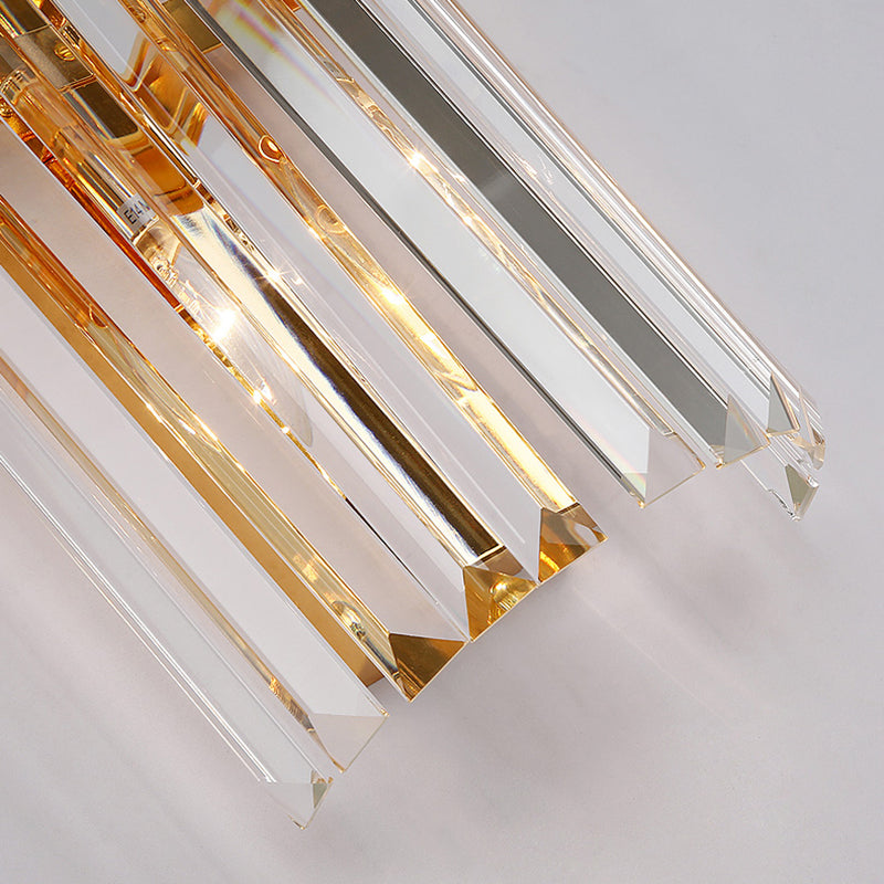 Moderno romantico a parete interno luce in acciaio inossidabile lampada a parete cilindrica con tonalità di cristallo