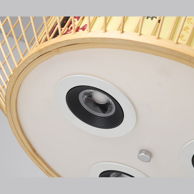 1-Light Bamboo Suspension Pendant Light Chinese Down Mini Pendant for Dining Room