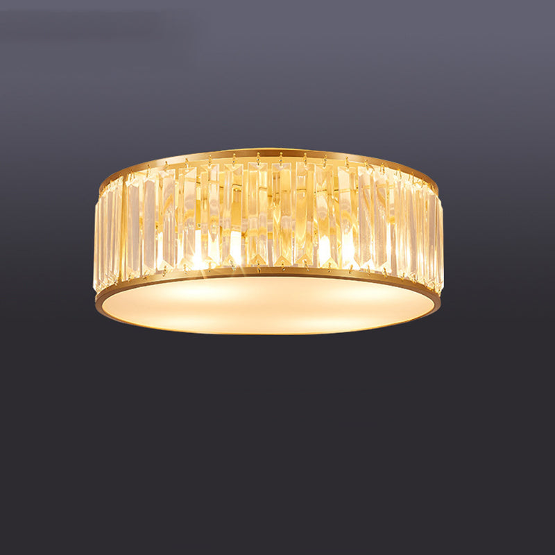 Plafonnier géométrique en laiton de style rétro colonial, plafonnier d'intérieur en cuivre avec abat-jour en cristal