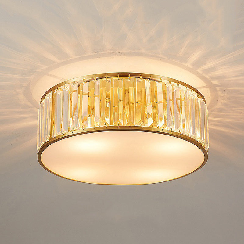 Plafonnier géométrique en laiton de style rétro colonial, plafonnier d'intérieur en cuivre avec abat-jour en cristal