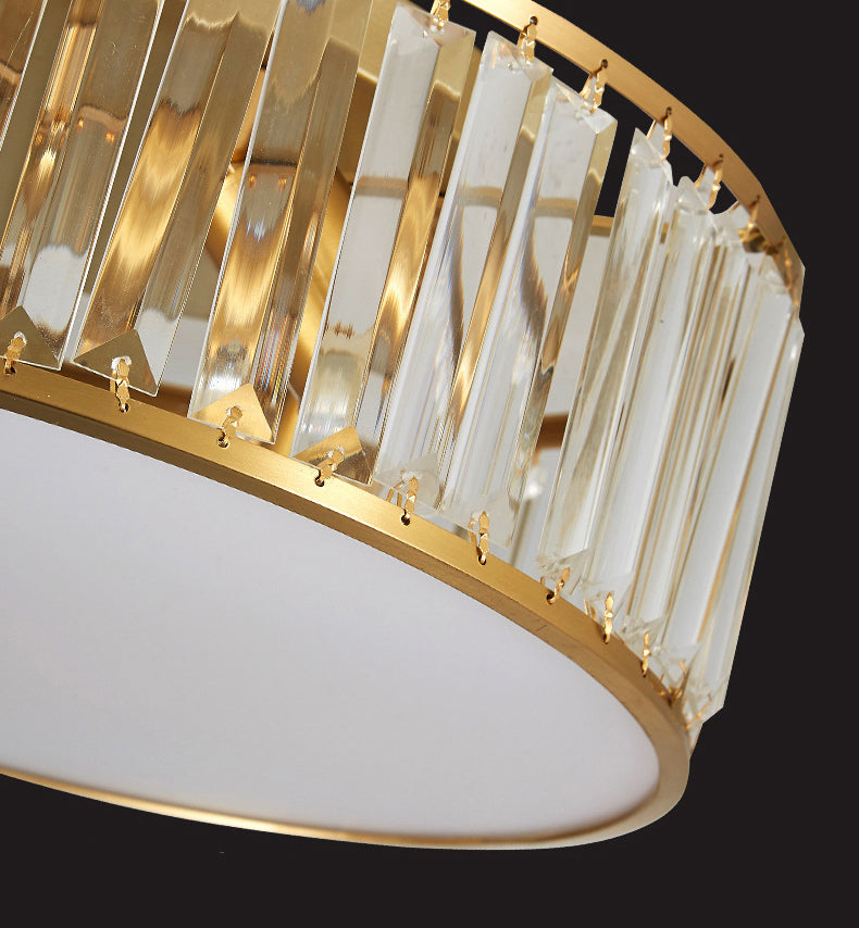 Plafonnier géométrique en laiton de style rétro colonial, plafonnier d'intérieur en cuivre avec abat-jour en cristal