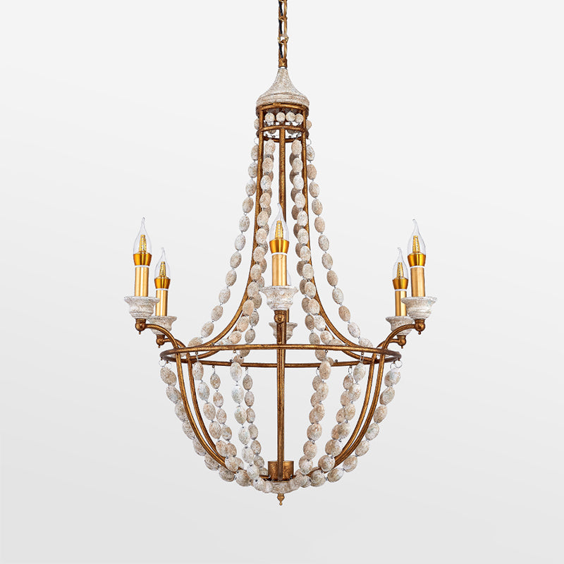 5 Bulbs Candle Ceiling Chandelier Traditional Metal Suspended Lighting Fixture in Rust