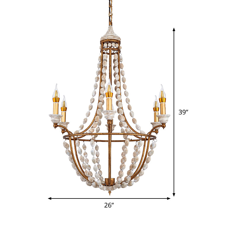 5 Bulbs Candle Ceiling Chandelier Traditional Metal Suspended Lighting Fixture in Rust