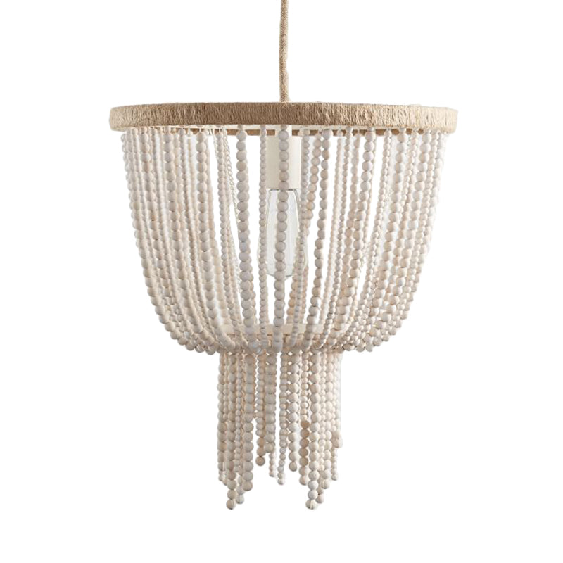 Dome Wood Dormitorio Candelera colgante Contemporánea 1 Cabeza Blanca Costil de techo Luz