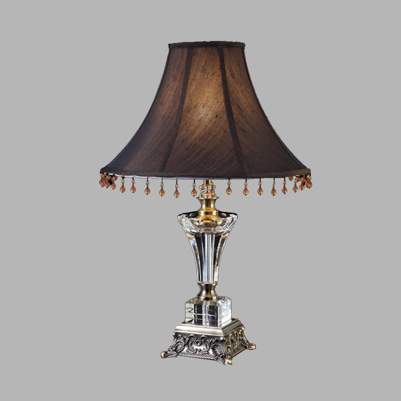 Bell Living Room Night Table Light Traditional Single Head Black Brown Nightstand Lampe avec Crystal Drop