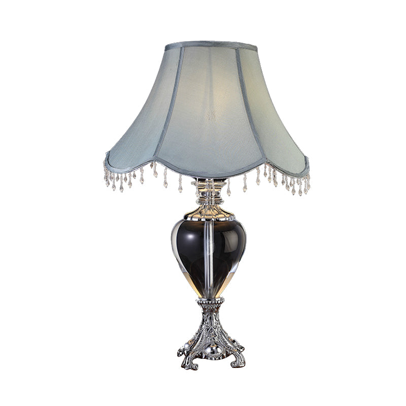 Lampada da comodino grigia a testa singola Tradizionalismo Lampada da comodino in cristallo K9 per soggiorno