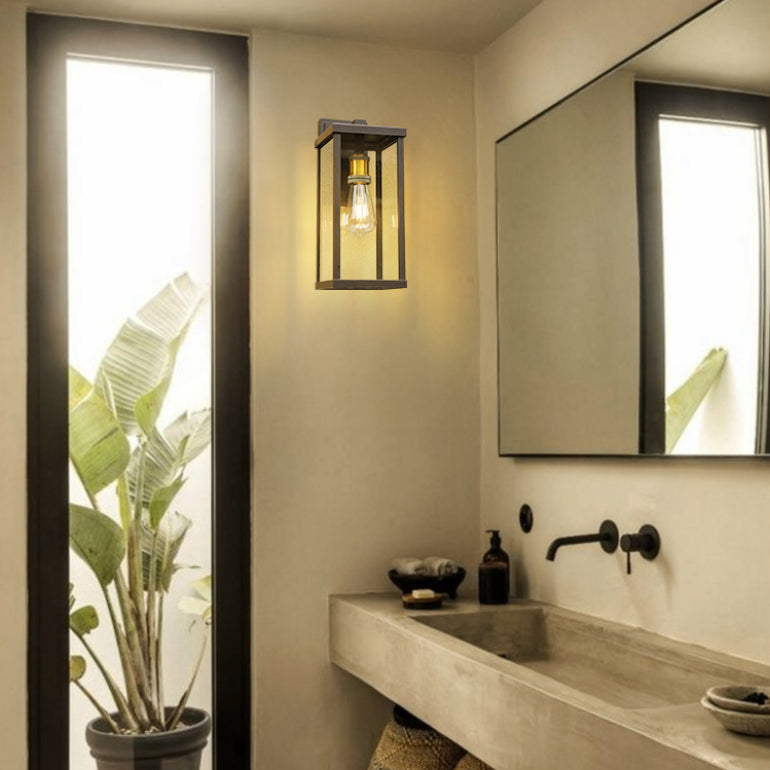 Geometrische klare Glas Wandleuchte Schatten Industrielles 1-Licht-Wandmontage Licht für den Außenbereich