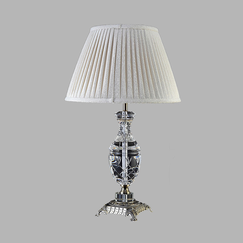 Beige Single Light Table Light Rural Style Urn-Shaped Nightstand Lamp for Living Room