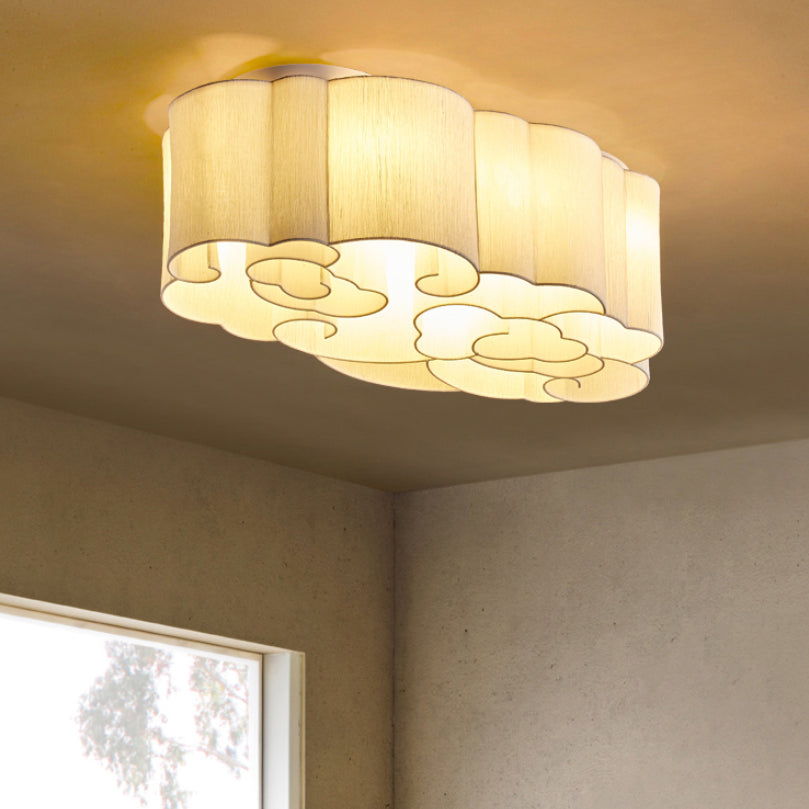 White Minimalism Flush Mount Oval Stoff Flush Ceiling Light für Esszimmer