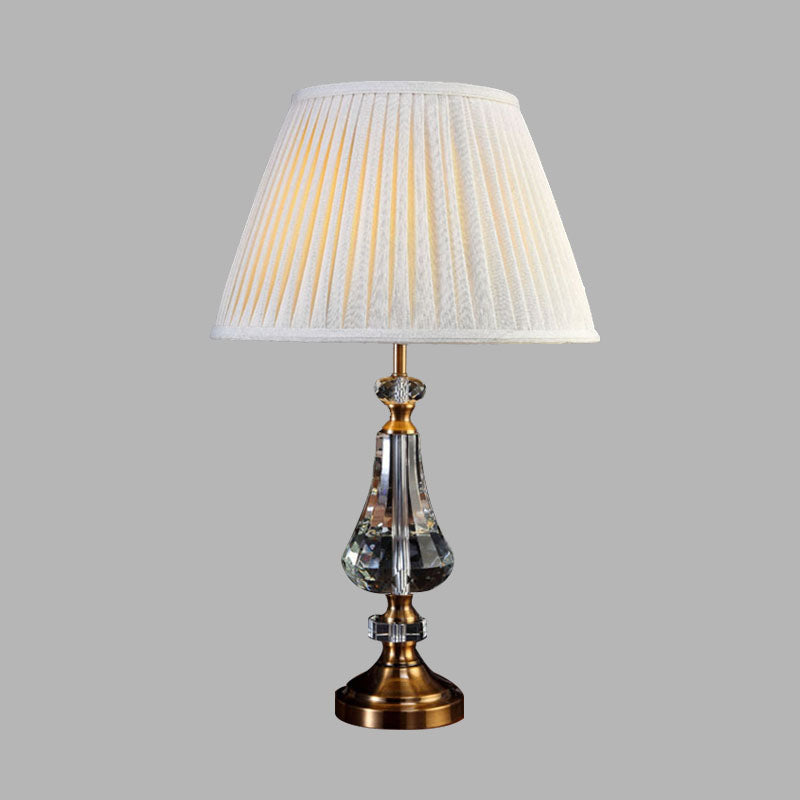 1 luce da tavolo da notte conico leggero Crema di crema grigio luci con base di cristallo