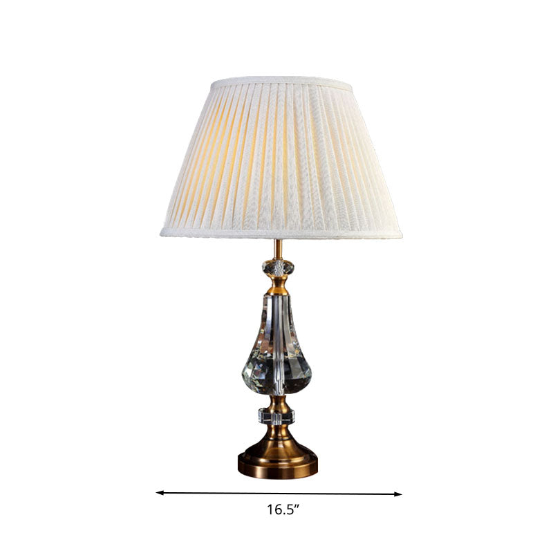 1 luce da tavolo da notte conico leggero Crema di crema grigio luci con base di cristallo