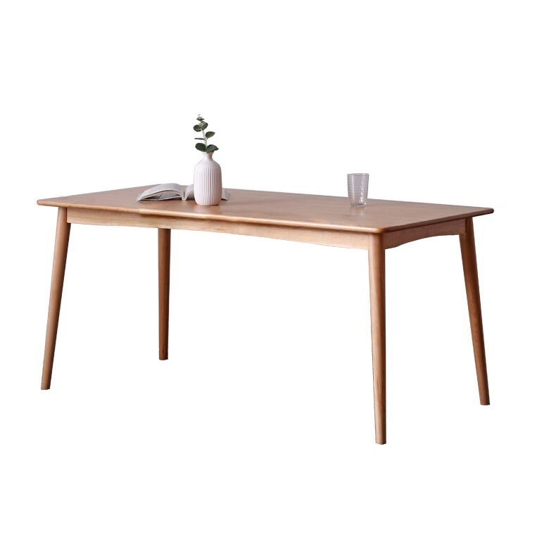 Contemporary Fixed Solid Wood Dining Table with 4 Solid Wood Legs Base Kitchen Dining Set