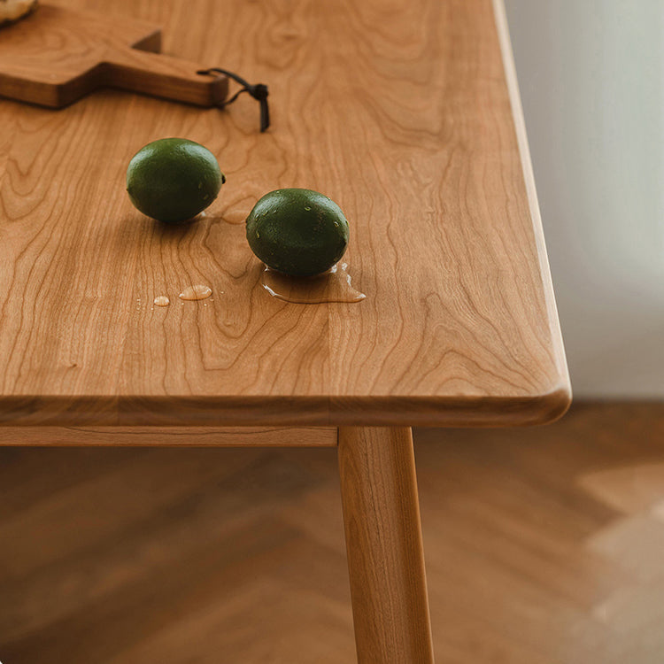 Contemporary Fixed Solid Wood Dining Table with 4 Solid Wood Legs Base Kitchen Dining Set