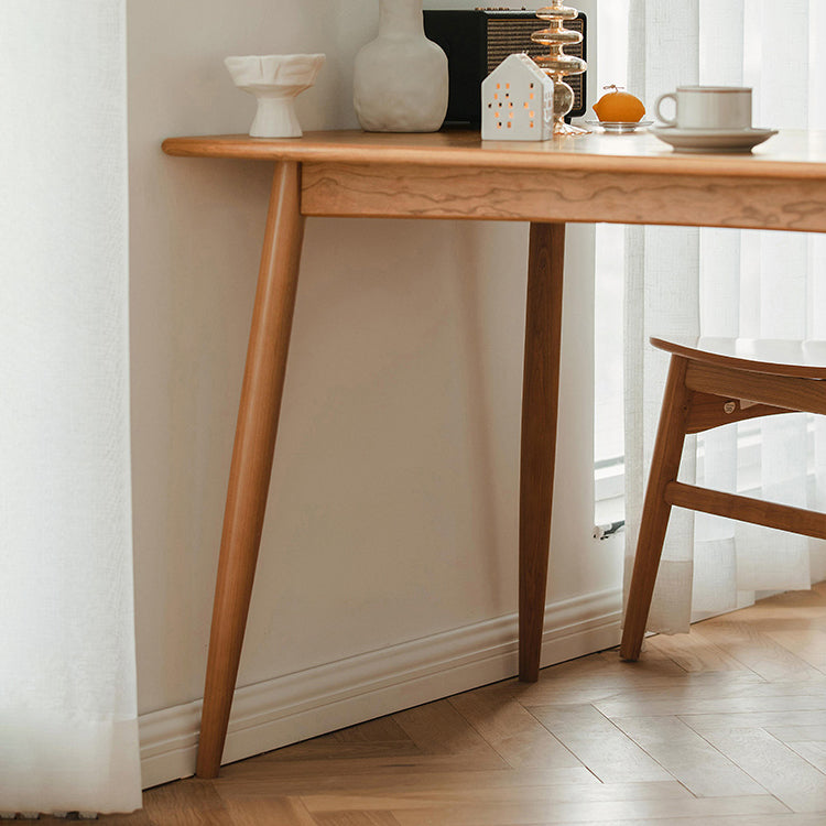 Contemporary Fixed Solid Wood Dining Table with 4 Solid Wood Legs Base Kitchen Dining Set