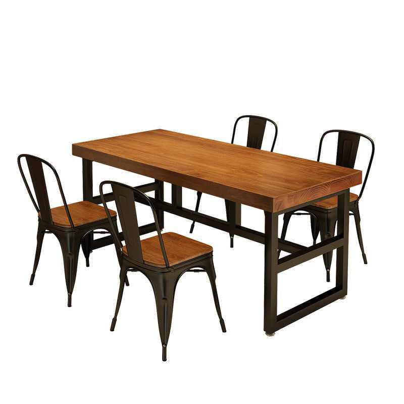 Industrial Standard Dining Room Set with Wood Top and Trestle Base Kitchen Table Set
