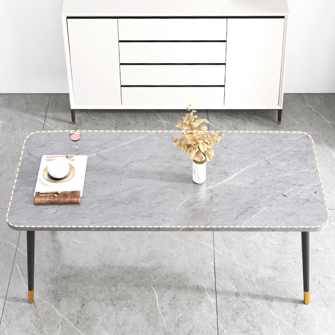 Minimalist Sintered Stone Top Standard Dining Table Set White Rectangle Dining Set for Kitchen