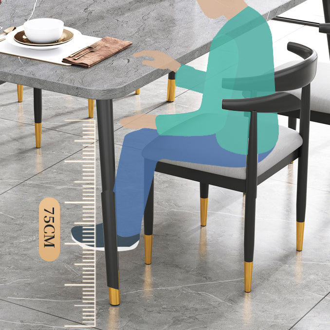 Minimalist Sintered Stone Top Standard Dining Table Set White Rectangle Dining Set for Kitchen