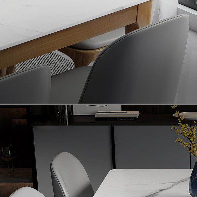 Contemporary Kitchen Rectangle Shape Dining Set Sintered Stone Standard Dining Set in White