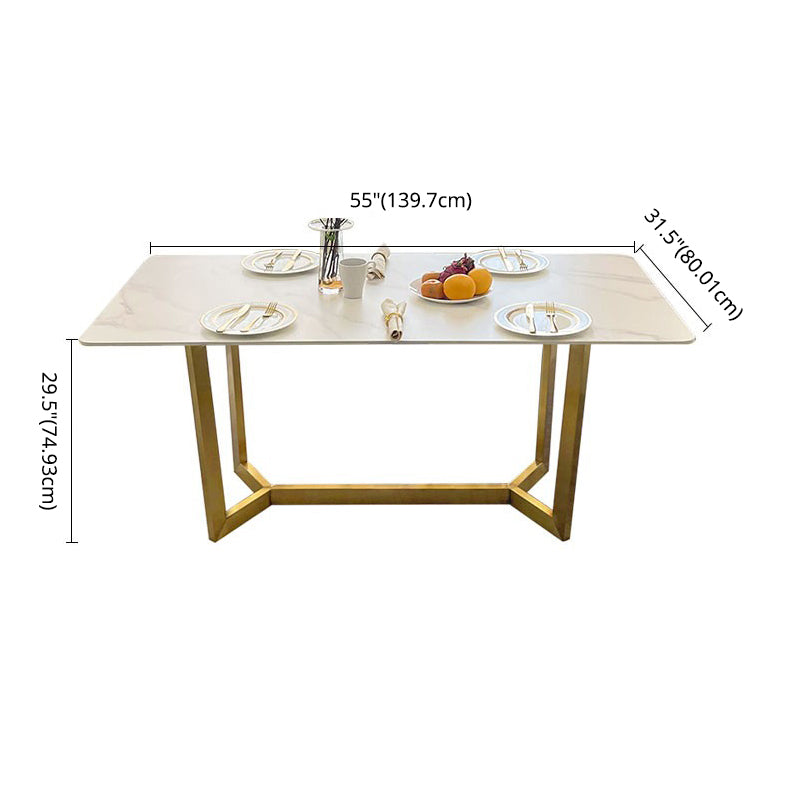 Scandinavian Metal Base Dining Table Rectangle Formal Dinette Set for Dining Room