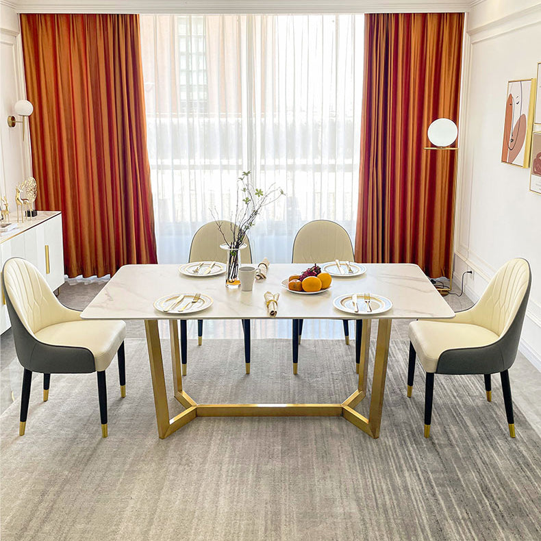 Scandinavian Metal Base Dining Table Rectangle Formal Dinette Set for Dining Room