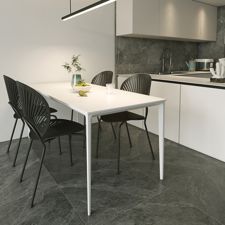 Modern Rectangle White Dining Set Kitchen Sintered Stone Top Dining Set with 4 Legs Base