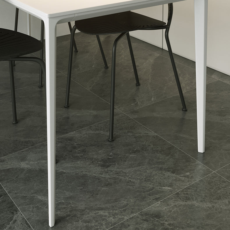 Modern Rectangle White Dining Set Kitchen Sintered Stone Top Dining Set with 4 Legs Base