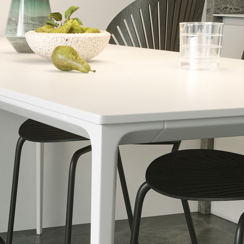 Modern Rectangle White Dining Set Kitchen Sintered Stone Top Dining Set with 4 Legs Base
