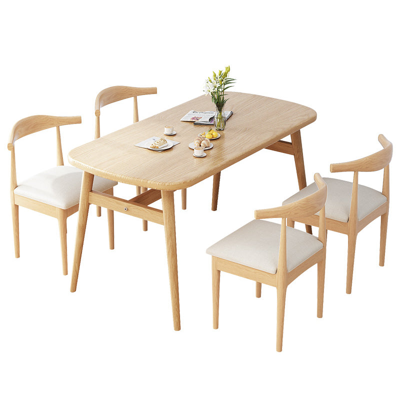 Contemporary Solid Wood Rectangle Shape Dining Furniture 4 Wood Legs Table for Kitchen