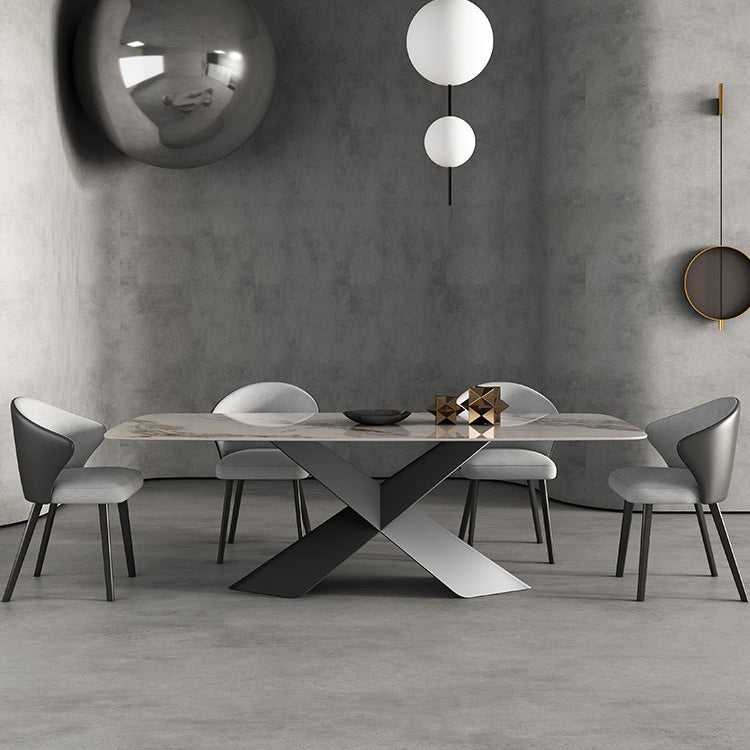 Modern Style Sintered Stone Dining Table with White Table and Pedestal Base for Home Use